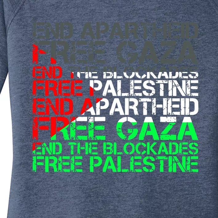 Free Palestine Arabic Palestine Gaza Jerusalem Support Flag Women's Perfect Tri Tunic Long Sleeve Shirt