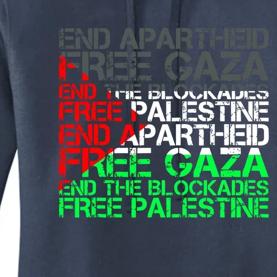 Free Palestine Arabic Palestine Gaza Jerusalem Support Flag Women's Pullover Hoodie