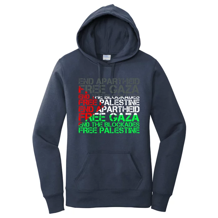 Free Palestine Arabic Palestine Gaza Jerusalem Support Flag Women's Pullover Hoodie