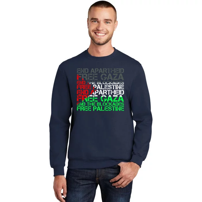 Free Palestine Arabic Palestine Gaza Jerusalem Support Flag Tall Sweatshirt