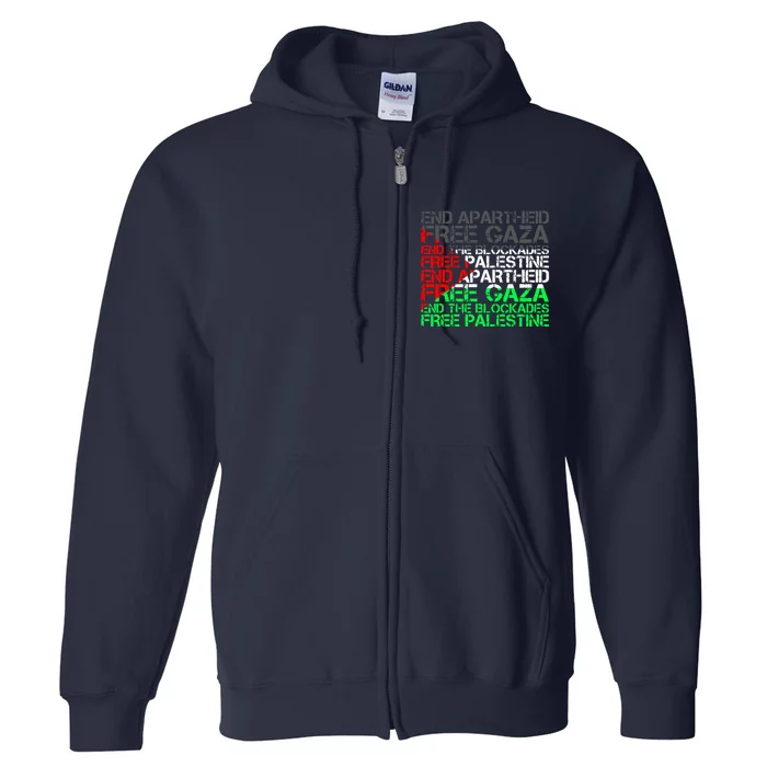 Free Palestine Arabic Palestine Gaza Jerusalem Support Flag Full Zip Hoodie