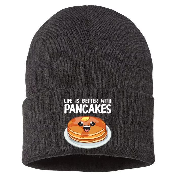 Funny Pancakes Art Brunch Breakfast Pancake Maker Sustainable Knit Beanie