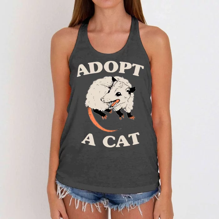 Funny Possum Adopt A Cat Cute Opossums Team Trash Vibes Women's Knotted Racerback Tank