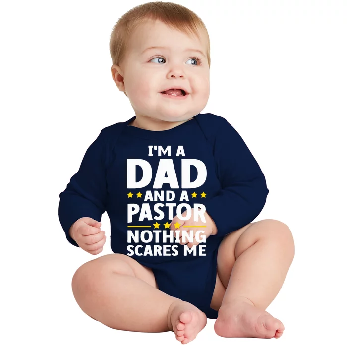 Funny Pastor Appreciation Art For Dad Preacher Christian Baby Long Sleeve Bodysuit