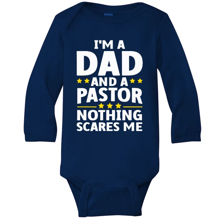 Funny Pastor Appreciation Art For Dad Preacher Christian Baby Long Sleeve Bodysuit