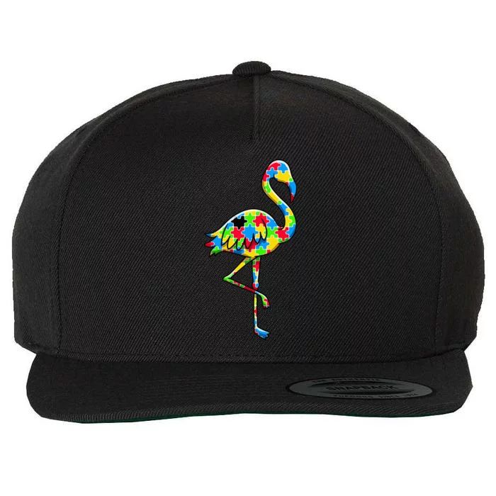 Flamingo Puzzle Autism Awareness Teachers Wool Snapback Cap