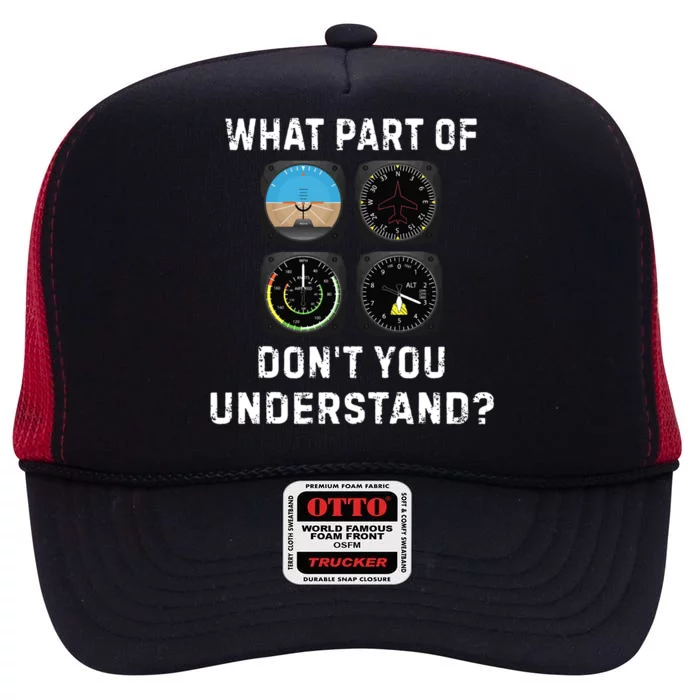 Funny Pilot Airplane Aviation Airline Pilot Instruts Gift High Crown Mesh Trucker Hat