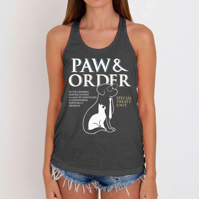 Funny Paw And Order Special Treats Unit Training Women's Knotted Racerback Tank