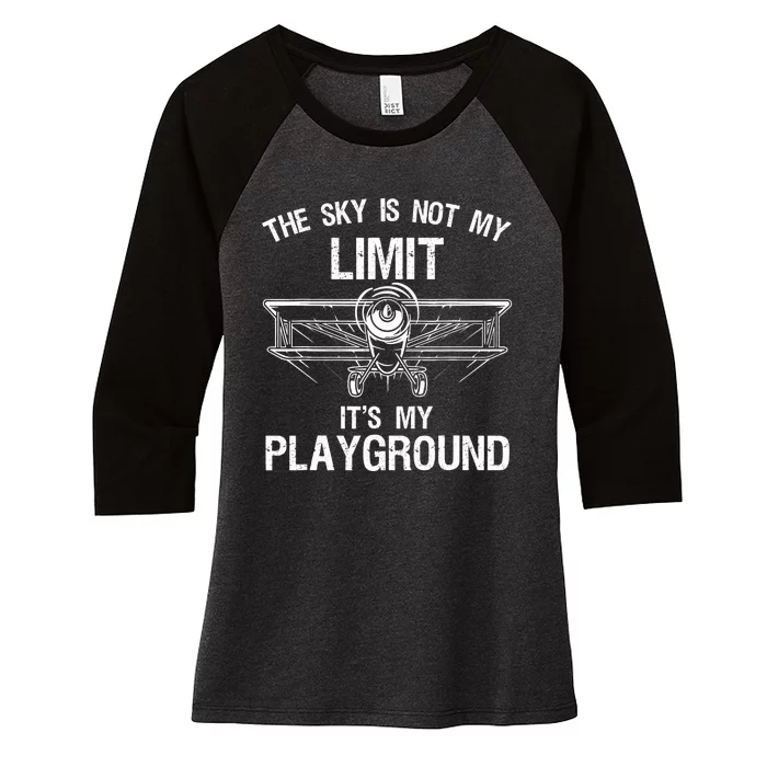 Funny Pilot Art For Airplane Pilot Aviation Women's Tri-Blend 3/4-Sleeve Raglan Shirt