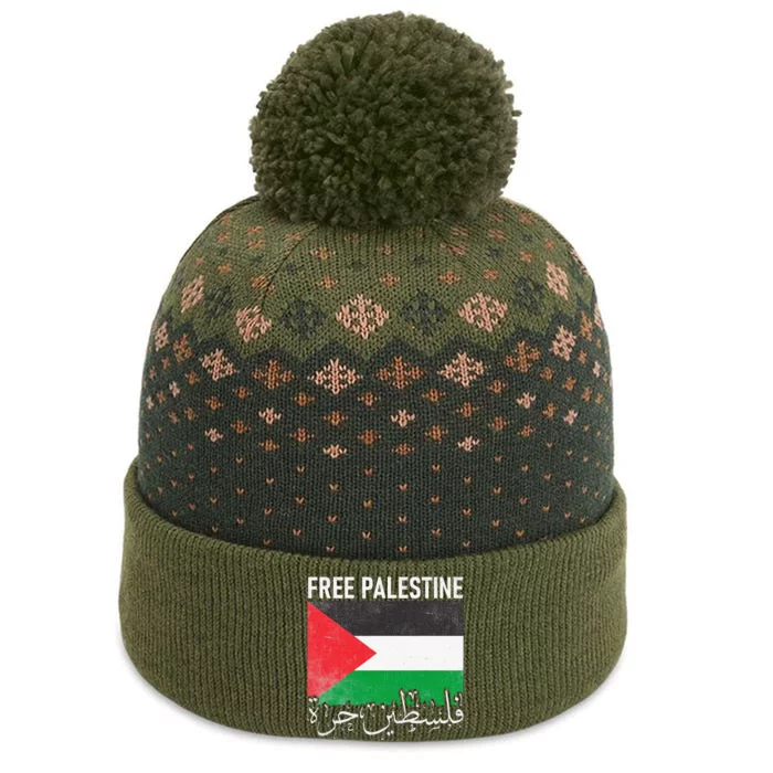 Free Palestine Arabic Palestine Gaza Jerusalem Support The Baniff Cuffed Pom Beanie