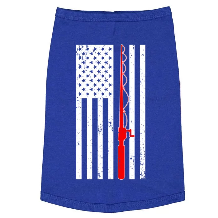 Fishing Pole American Flag Fisher Patriotic Outdoors Gift Doggie Tank