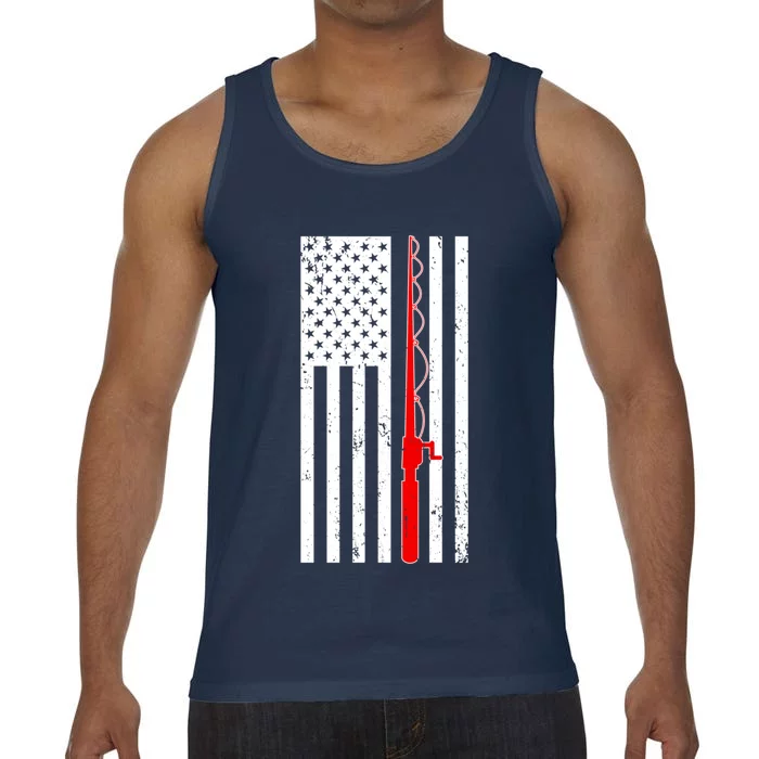 Fishing Pole American Flag Fisher Patriotic Outdoors Gift Comfort Colors® Tank Top