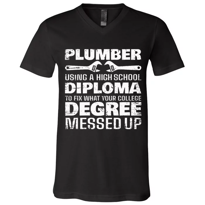 Funny Plumber Art For  Pipefitter Pipe Plumber V-Neck T-Shirt