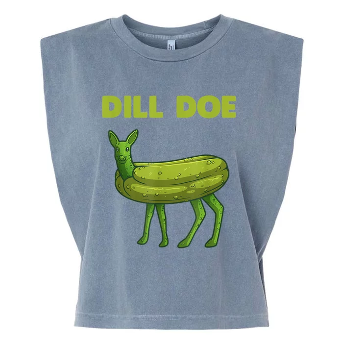 Funny Pickle Art Gift Dill Doe Deer Green Dill Garment-Dyed Women's Muscle Tee