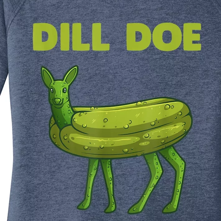 Funny Pickle Art Gift Dill Doe Deer Green Dill Women's Perfect Tri Tunic Long Sleeve Shirt