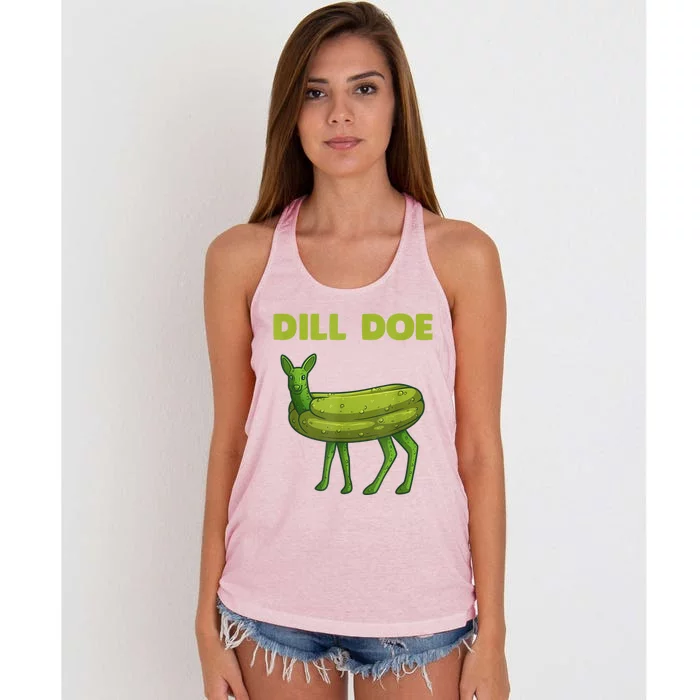 Funny Pickle Art Gift Dill Doe Deer Green Dill Women's Knotted Racerback Tank