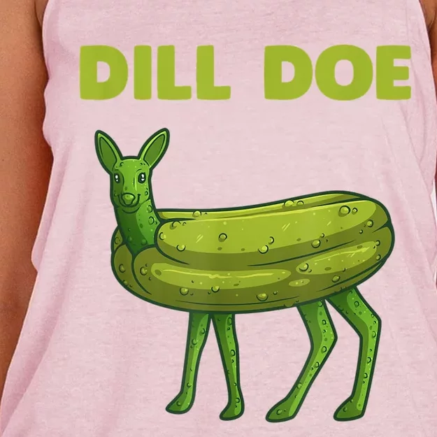 Funny Pickle Art Gift Dill Doe Deer Green Dill Women's Knotted Racerback Tank