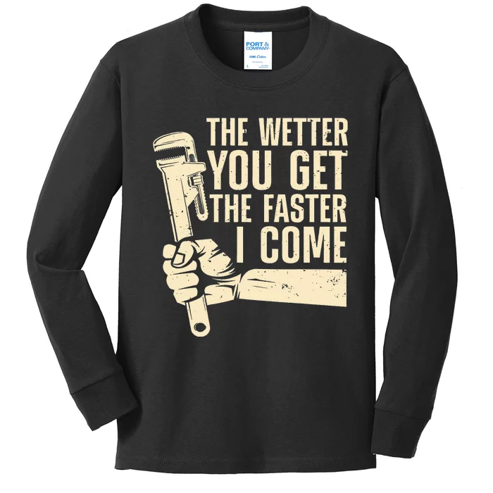 Funny Plumber Art For Steamfitter Plumbing Lovers Kids Long Sleeve Shirt