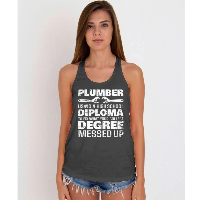 Funny Plumber Art For  Pipefitter Pipe Plumber Women's Knotted Racerback Tank