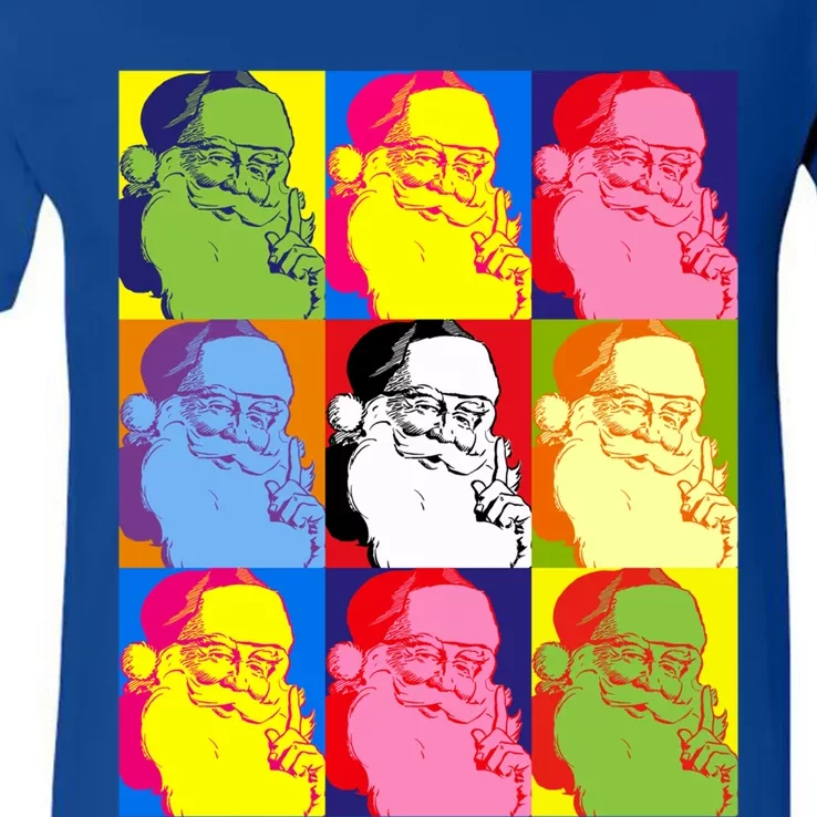 Funny Pop Art Poster Style Santa Christmas Gift V-Neck T-Shirt