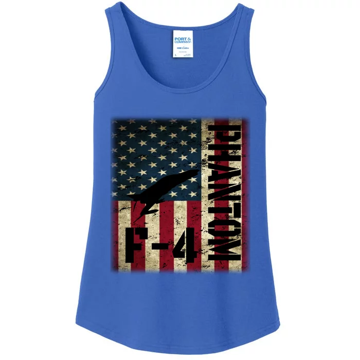 F4 Phantom American Flag Fighter Jet Pilot Patriotic Dad Cute Gift Ladies Essential Tank