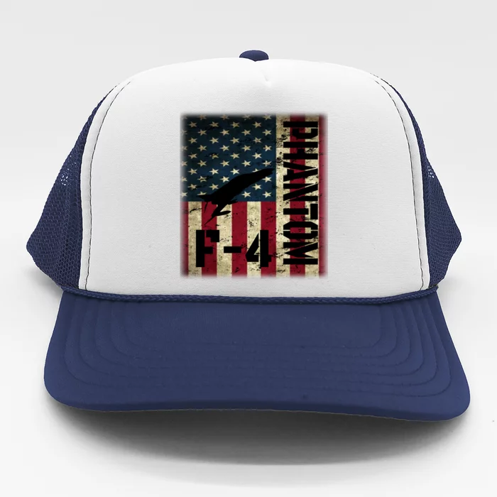 F4 Phantom American Flag Fighter Jet Pilot Patriotic Dad Cute Gift Trucker Hat