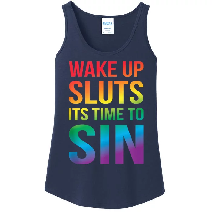 Funny Pride Adult Wake Up Sluts ItS Time To Sin Lgbtq Ladies Essential Tank