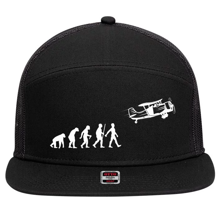 Funny Pilot Art For Airplane Pilot Aviation Lovers 7 Panel Mesh Trucker Snapback Hat