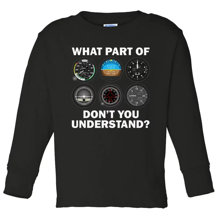 Funny Pilot Art Men Women Aviation Airline Pilot Instruments Toddler Long Sleeve Shirt