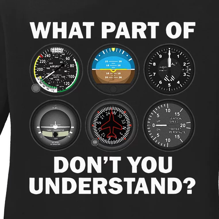 Funny Pilot Art Men Women Aviation Airline Pilot Instruments Ladies Long Sleeve Shirt