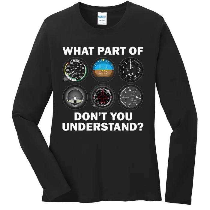 Funny Pilot Art Men Women Aviation Airline Pilot Instruments Ladies Long Sleeve Shirt