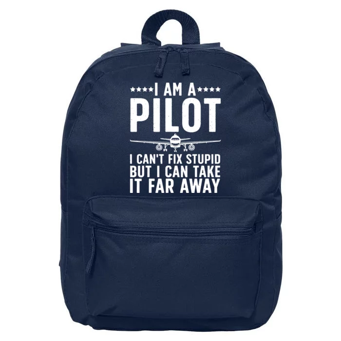 Funny Pilot Art For Men Women Aircraft Themed Airplane Pilot 16 in Basic Backpack