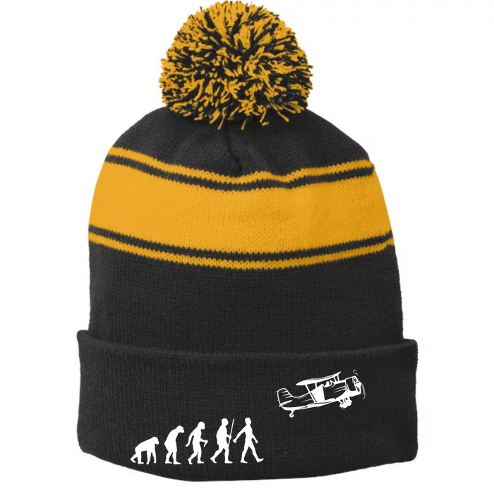 Funny Pilot Art For Men Women Airplane Pilot Aviation Lovers Stripe Pom Pom Beanie