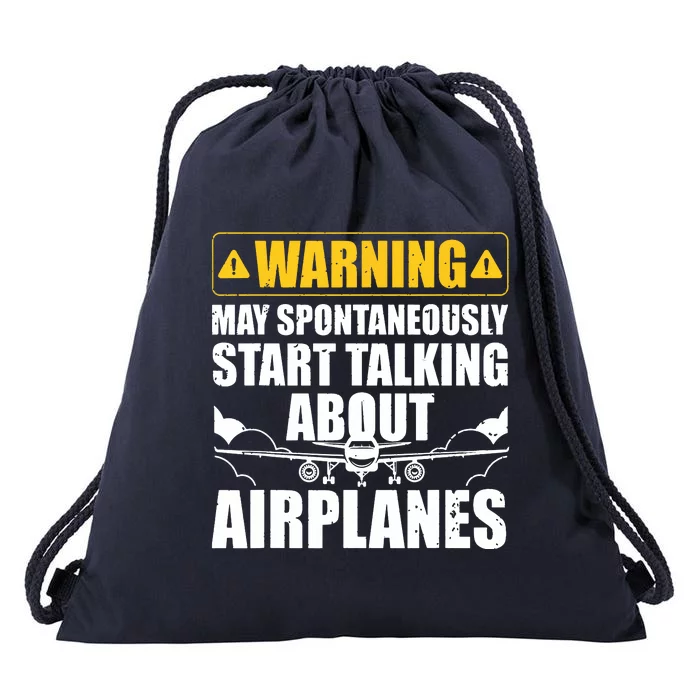 Funny Pilot Art For Men Women Aviation Pilot Airplane Lovers Drawstring Bag