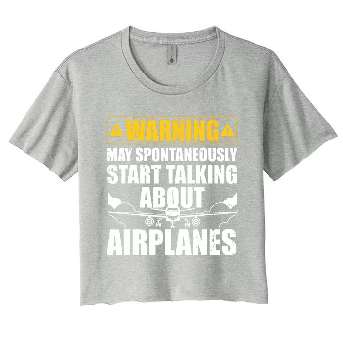 Funny Pilot Art For Men Women Aviation Pilot Airplane Lovers Women's Crop Top Tee