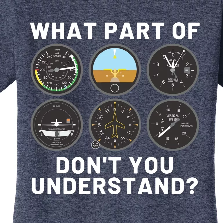 Funny Pilot Art Men Women Aviation Airline Pilot Instruments Women's T-Shirt