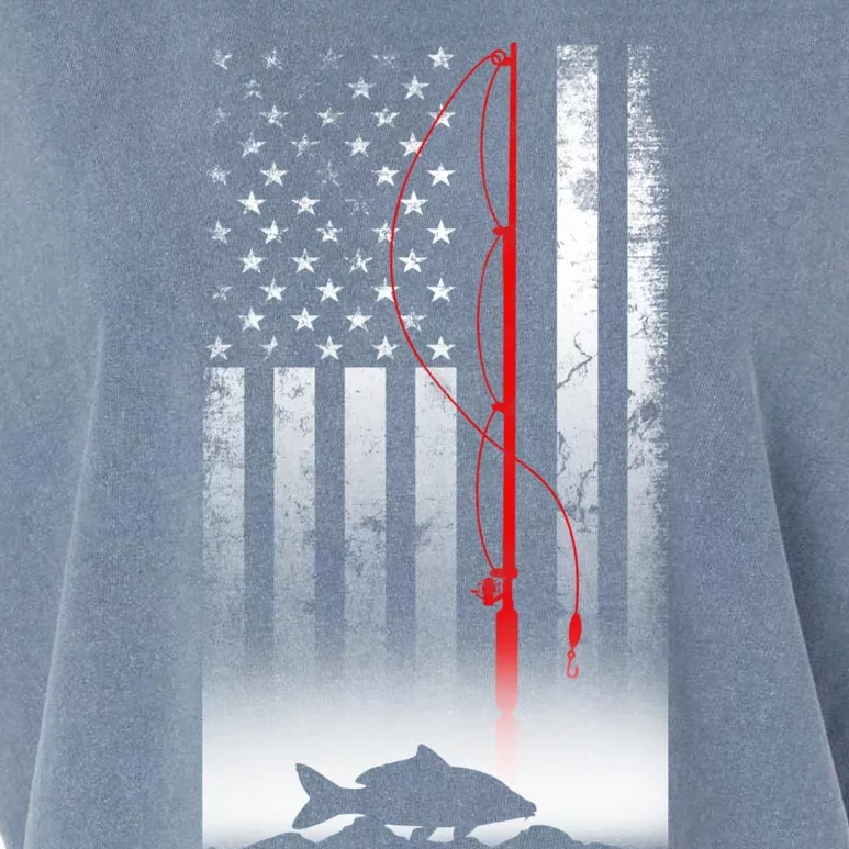 Fishing Pole American Flag Gift For Patriotic Fisherman Garment-Dyed Women's Muscle Tee