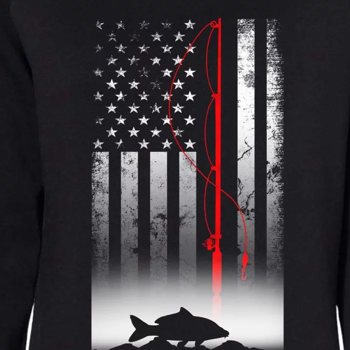 Fishing Pole American Flag Gift For Patriotic Fisher Funny Gift Womens California Wash Sweatshirt