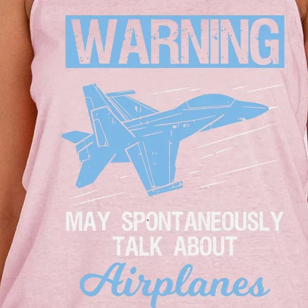 Funny Pilot Aviation Jet Fighter Aeroplane Plane Women's Knotted Racerback Tank