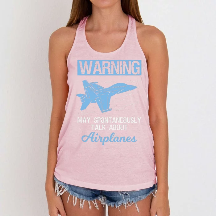 Funny Pilot Aviation Jet Fighter Aeroplane Plane Women's Knotted Racerback Tank