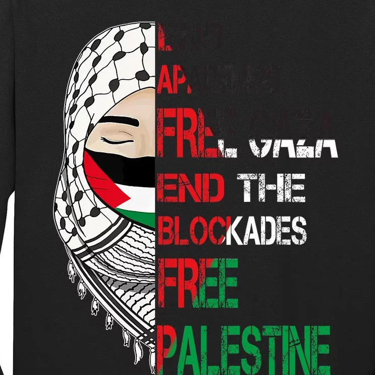 Free Palestine Arabic Palestine Gaza Jerusalem Support Flag Long Sleeve Shirt