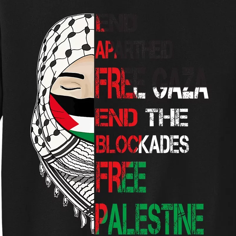 Free Palestine Arabic Palestine Gaza Jerusalem Support Flag Tall Sweatshirt