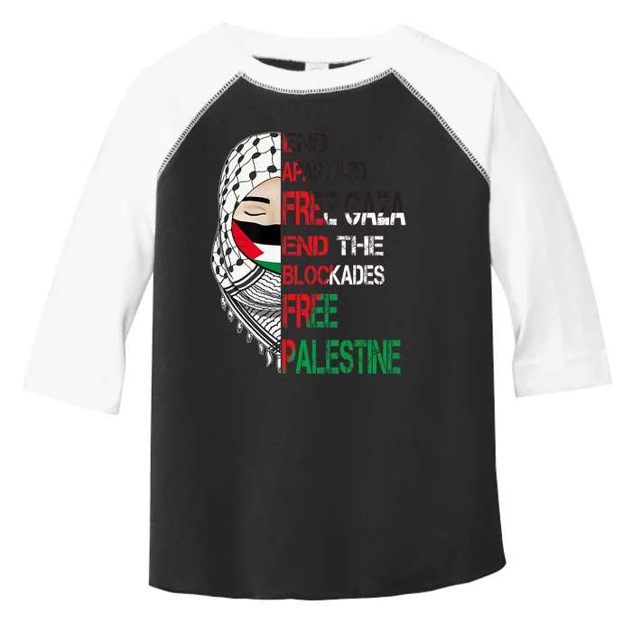 Free Palestine Arabic Palestine Gaza Jerusalem Support Flag Toddler Fine Jersey T-Shirt