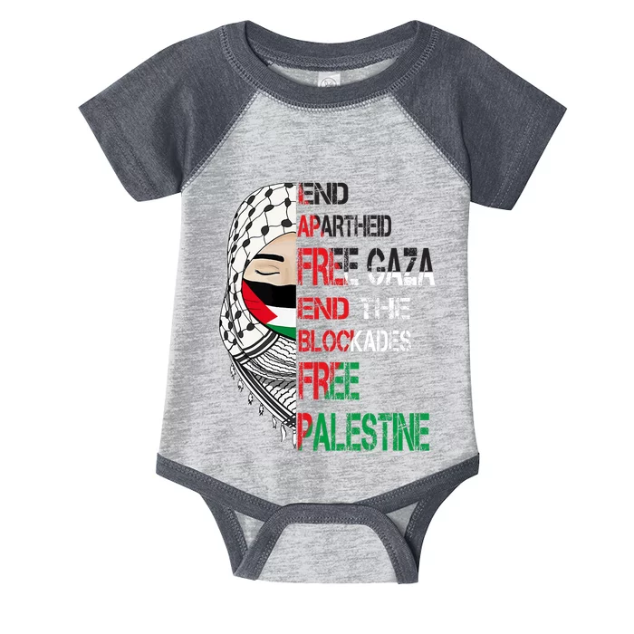 Free Palestine Arabic Palestine Gaza Jerusalem Support Flag Infant Baby Jersey Bodysuit