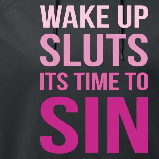 Funny Pride Adult Wake Up Sluts Time To Sin LGBTQ Performance Fleece Hoodie