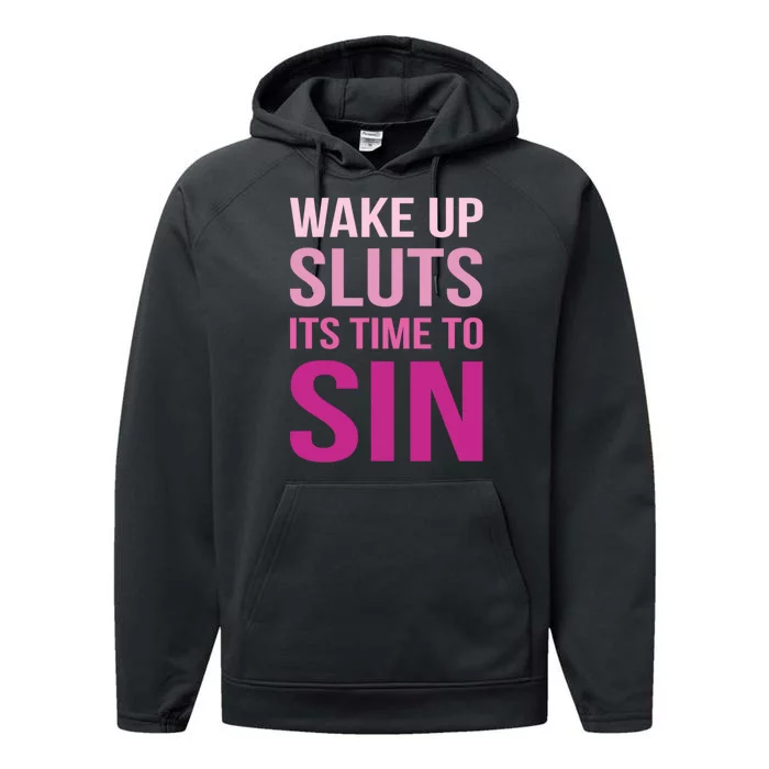 Funny Pride Adult Wake Up Sluts Time To Sin LGBTQ Performance Fleece Hoodie