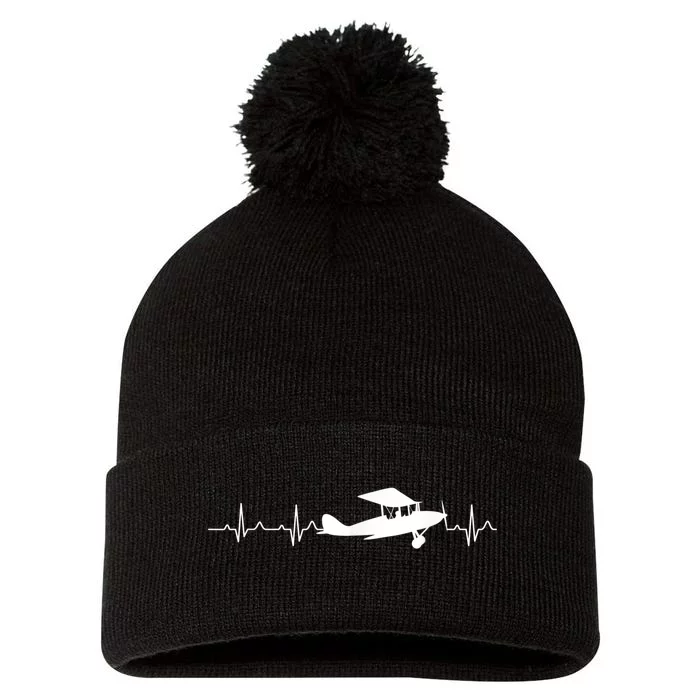 Flying Pilot , Aviation Heartbeat Pom Pom 12in Knit Beanie