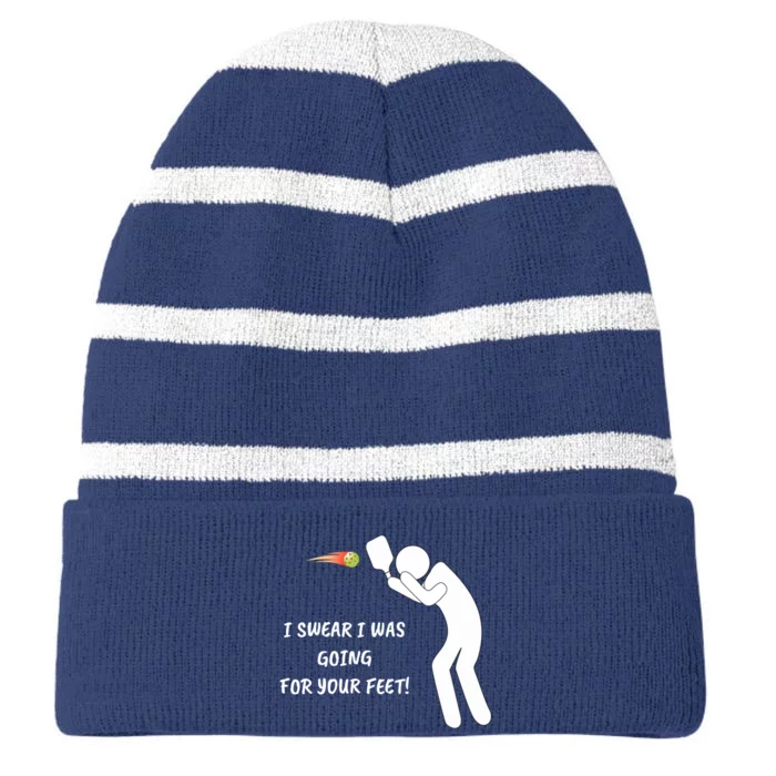 Fun Pickleball, Aiming At Your Feet, Pickleball For Life Striped Beanie with Solid Band