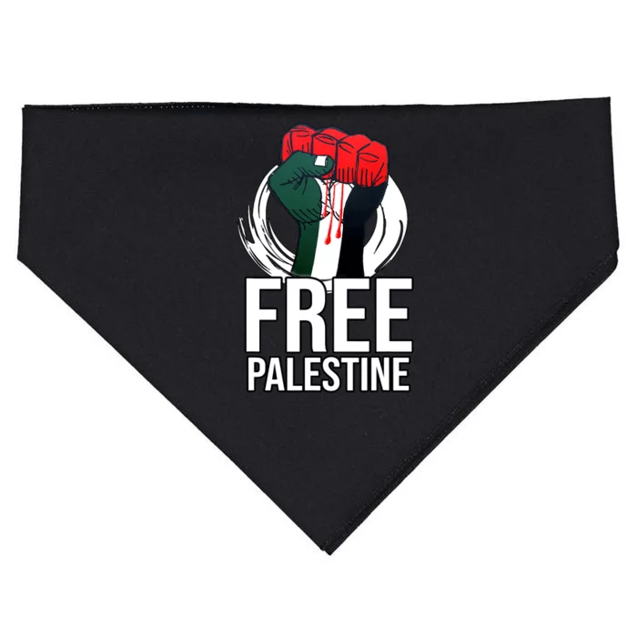 Free Palestine Arabic Support Palestine And Gaza Jerusalem USA-Made Doggie Bandana