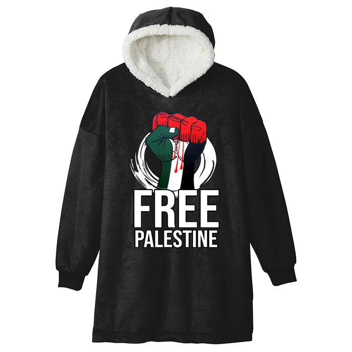 Free Palestine Arabic Support Palestine And Gaza Jerusalem Hooded Wearable Blanket